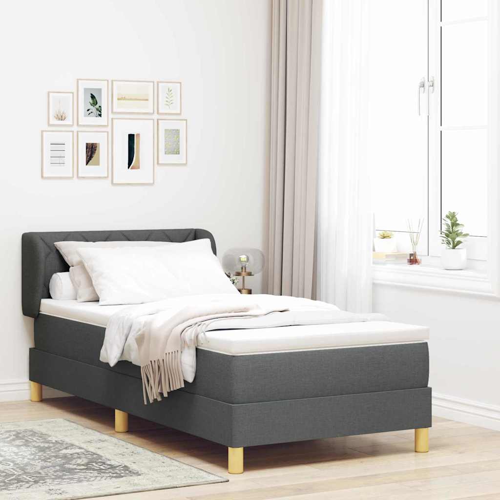 Boxspringbett mit Kopfteil Dunkelgrau 90 x 200 cm Stoff