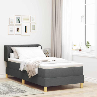 Boxspringbett mit Kopfteil Dunkelgrau 90 x 200 cm Stoff