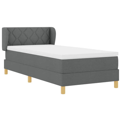Boxspringbett mit Kopfteil Dunkelgrau 90 x 200 cm Stoff