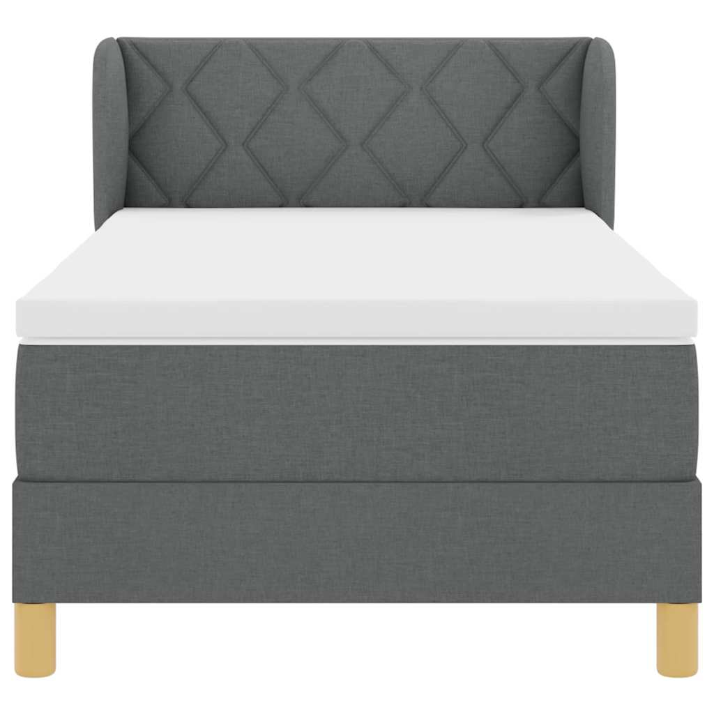 Boxspringbett mit Kopfteil Dunkelgrau 90 x 200 cm Stoff