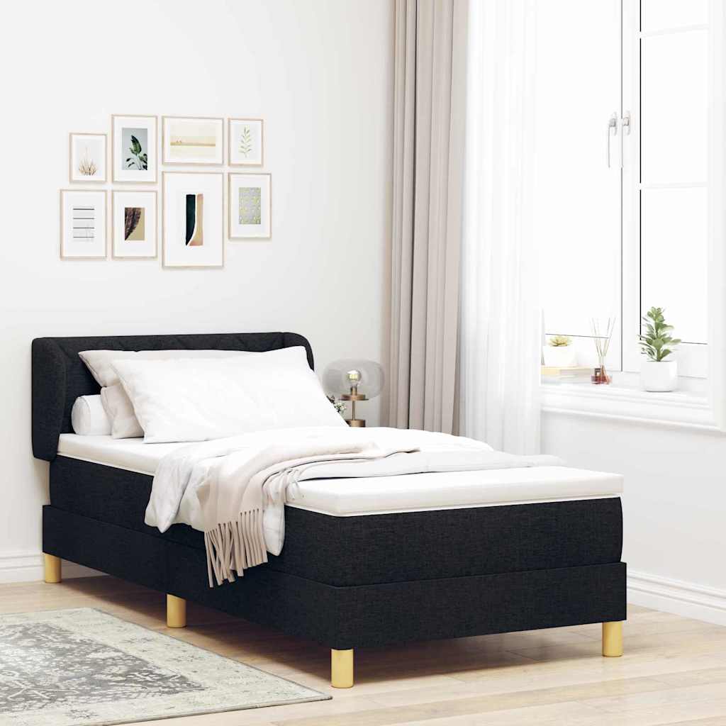 Boxspringbett mit Kopfteil Schwarz 90 x 200 cm Stoff