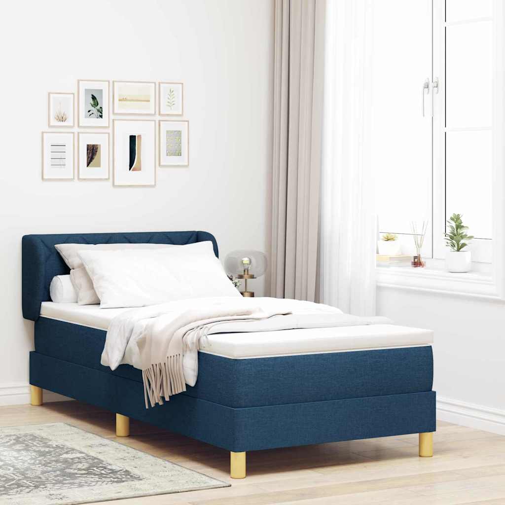 Boxspringbett mit Kopfteil Blau 90 x 200 cm Stoff