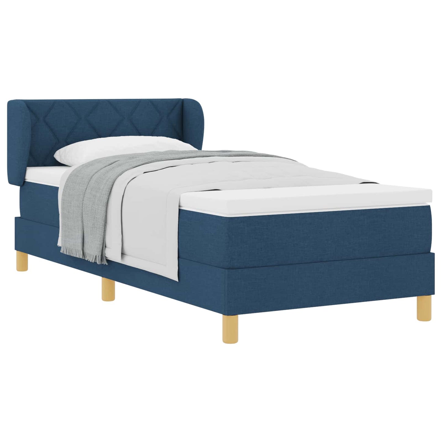 Boxspringbett mit Kopfteil Blau 90 x 200 cm Stoff