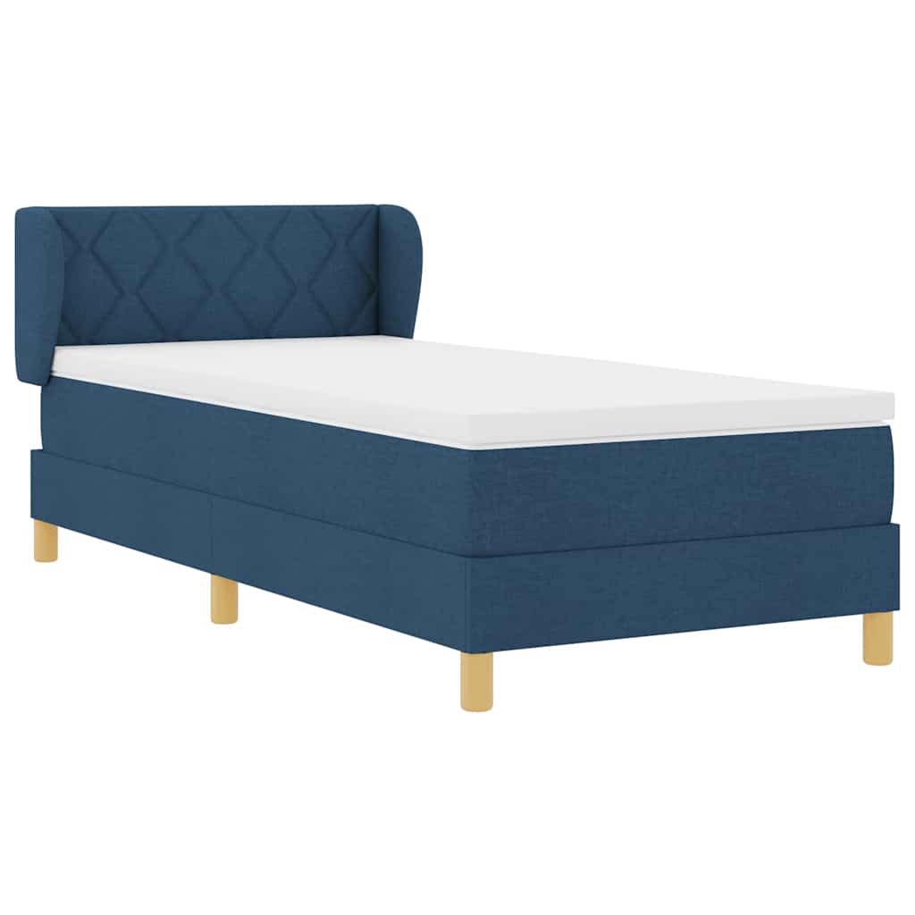 Boxspringbett mit Kopfteil Blau 90 x 200 cm Stoff