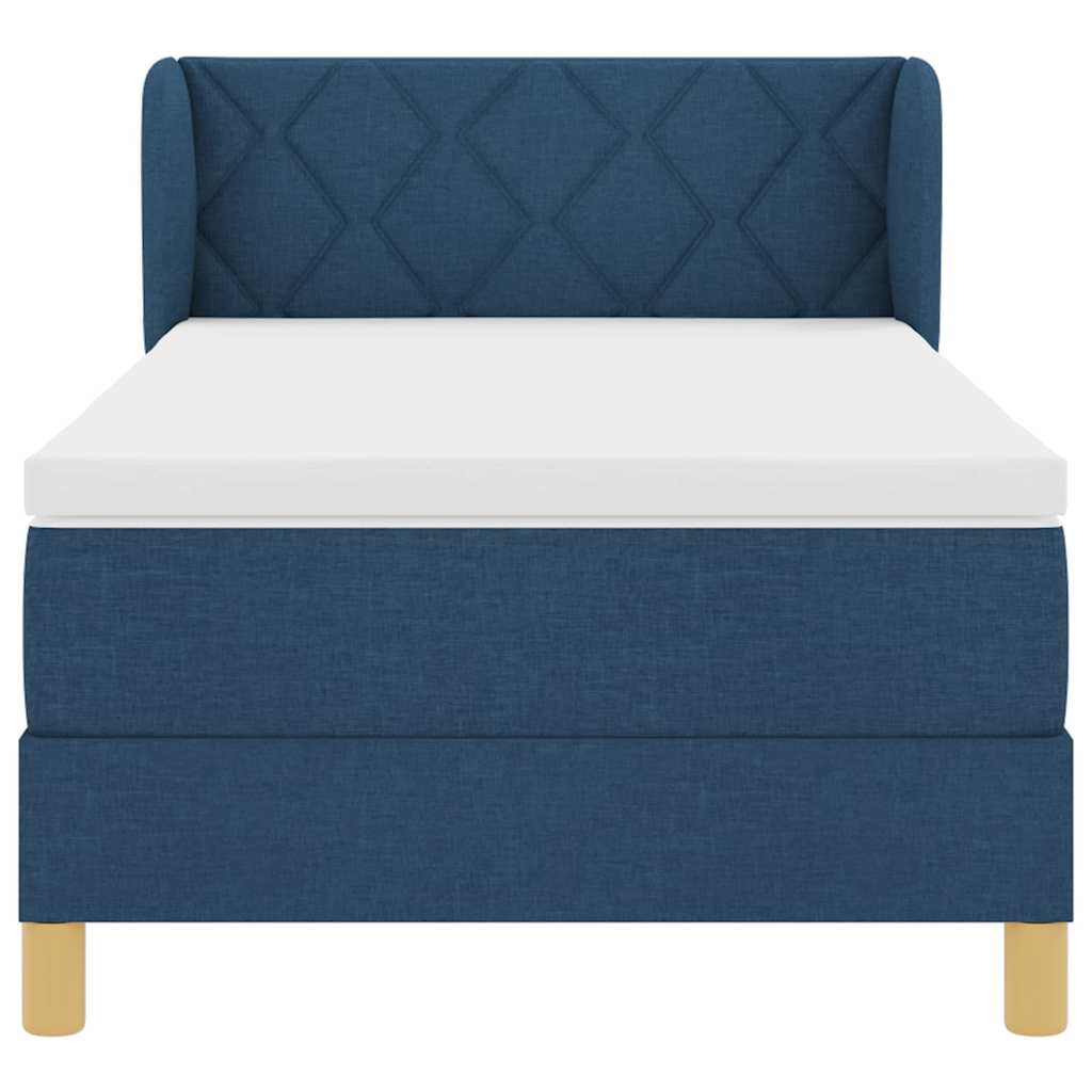Boxspringbett mit Kopfteil Blau 90 x 200 cm Stoff