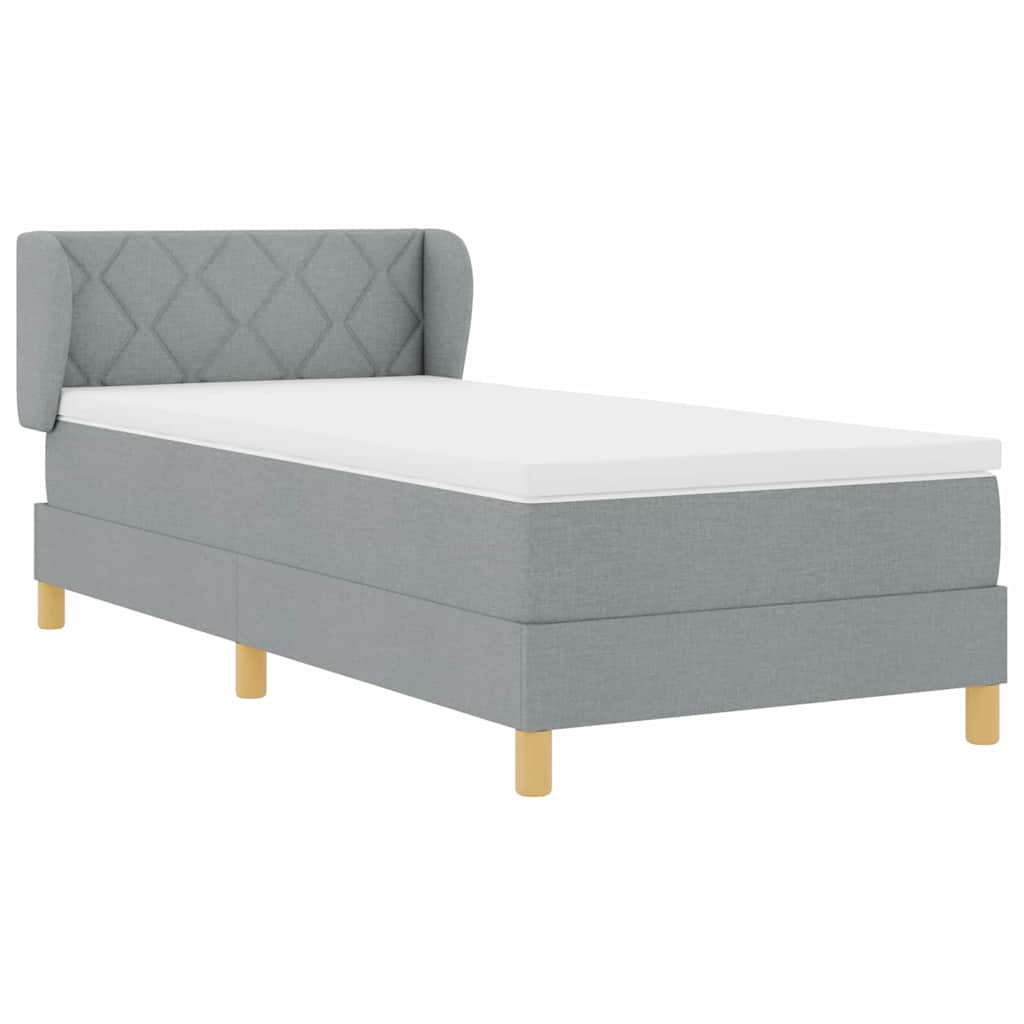 Boxspringbett mit Kopfteil Hellgrau 100 x 200 cm Stoff