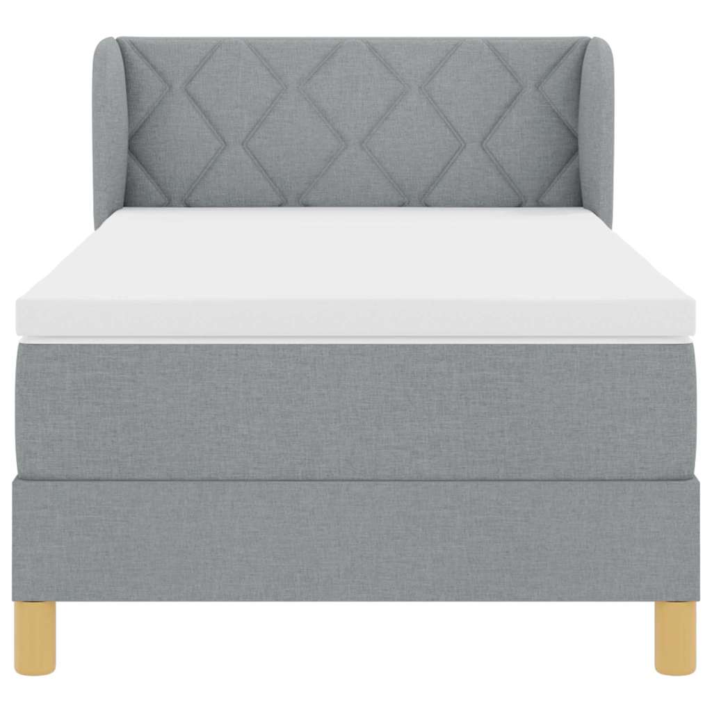 Boxspringbett mit Kopfteil Hellgrau 100 x 200 cm Stoff