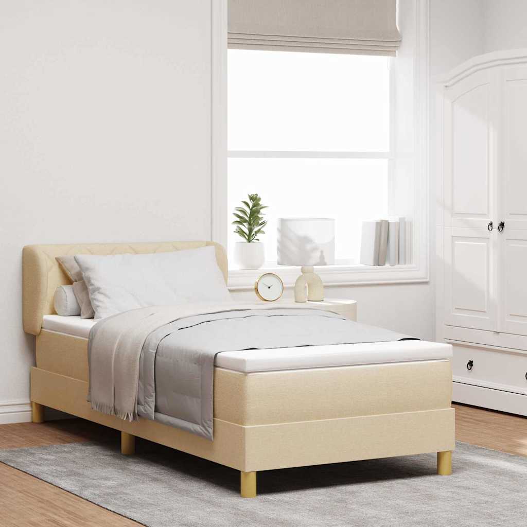 Boxspringbett mit Kopfteil Creme 100 x 200 cm Stoff