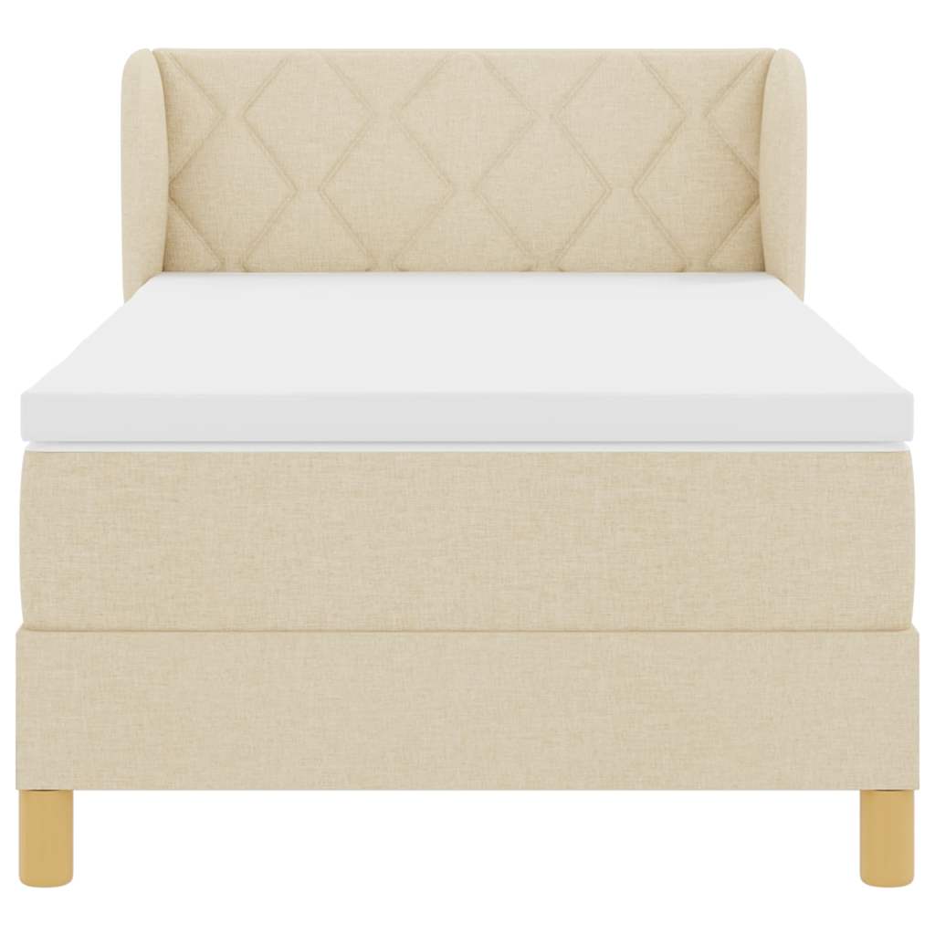 Boxspringbett mit Kopfteil Creme 100 x 200 cm Stoff