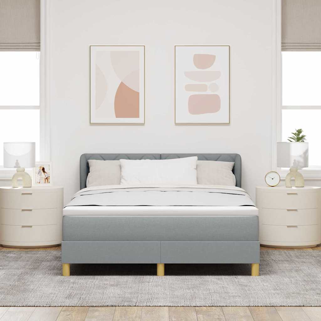 Boxspringbett mit Kopfteil Hellgrau 140 x 190 cm Stoff