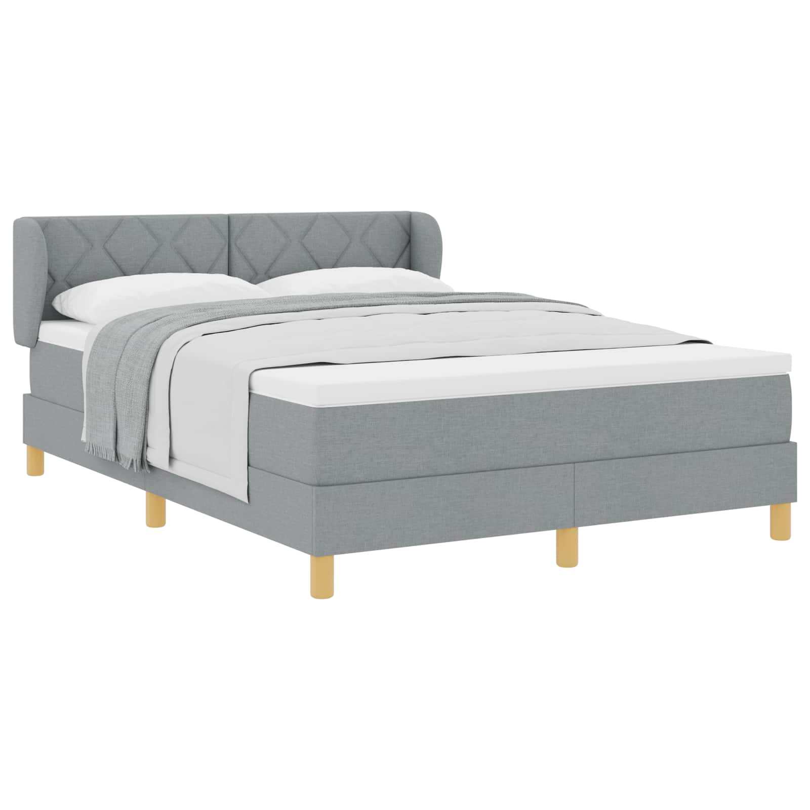 Boxspringbett mit Kopfteil Hellgrau 140 x 190 cm Stoff