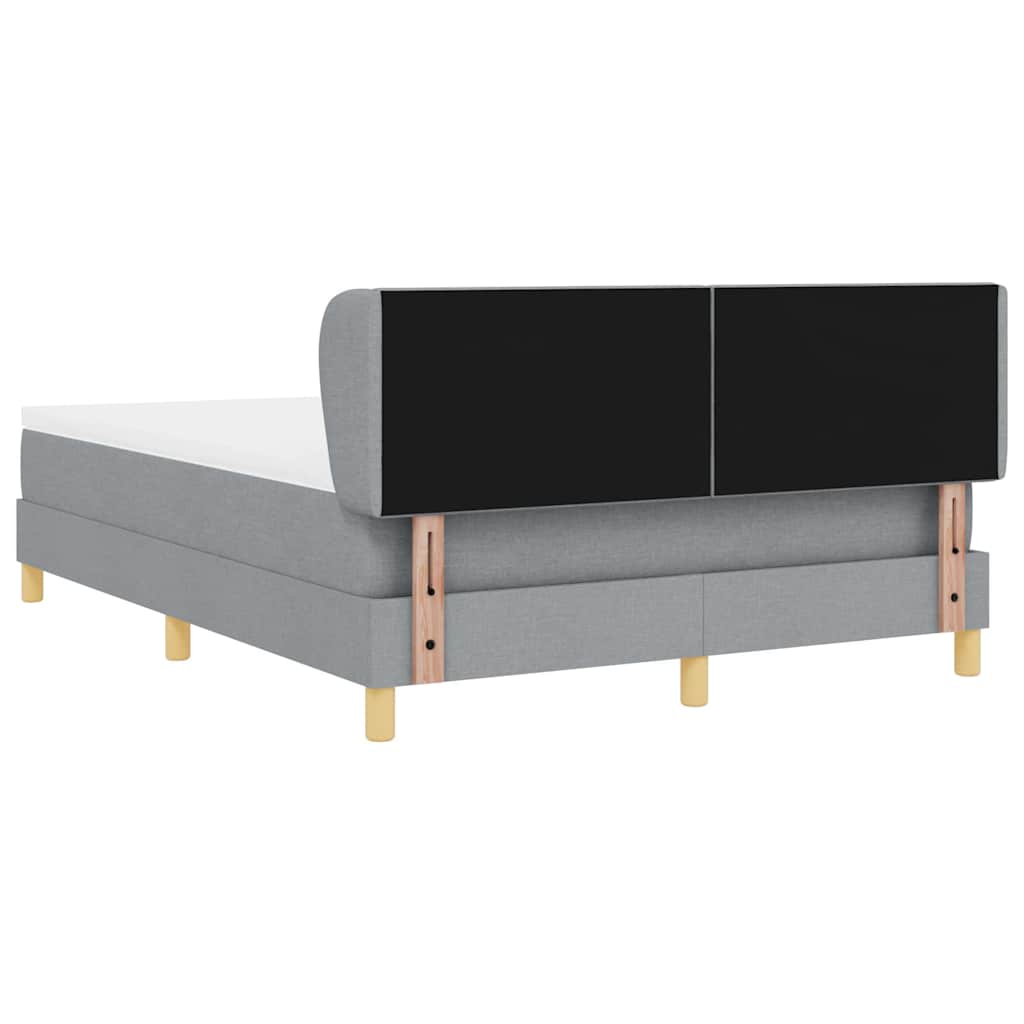 Boxspringbett mit Kopfteil Hellgrau 140 x 190 cm Stoff