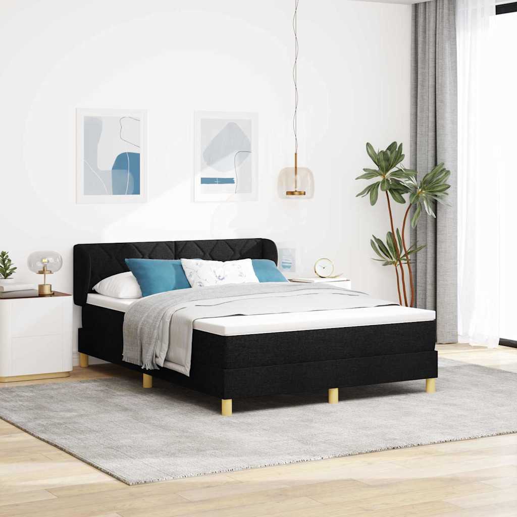 Boxspringbett mit Kopfteil Schwarz 140 x 190 cm Stoff