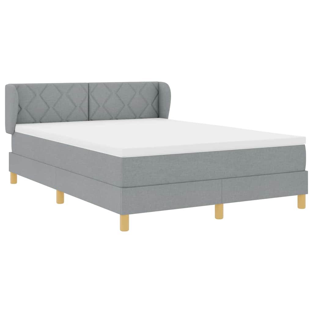 Boxspringbett mit Kopfteil Hellgrau 140 x 200 cm Stoff