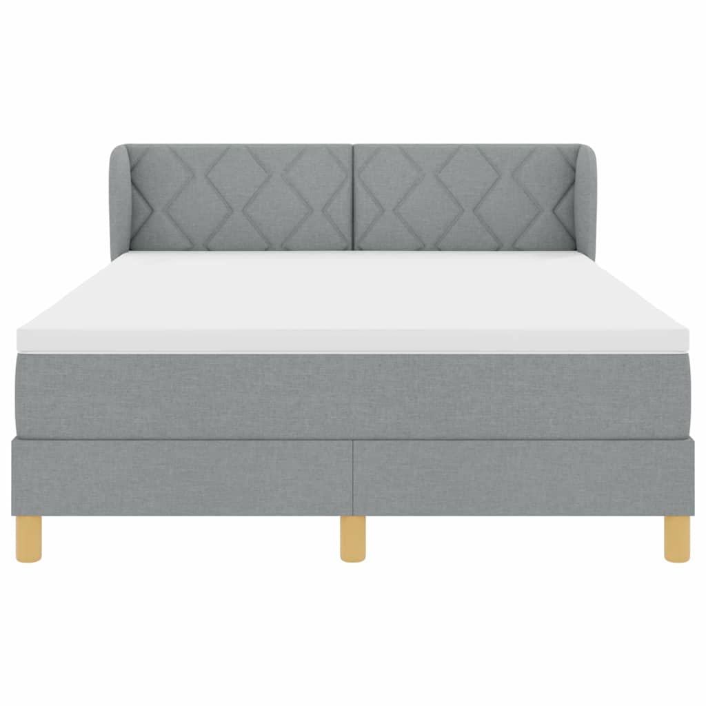Boxspringbett mit Kopfteil Hellgrau 140 x 200 cm Stoff