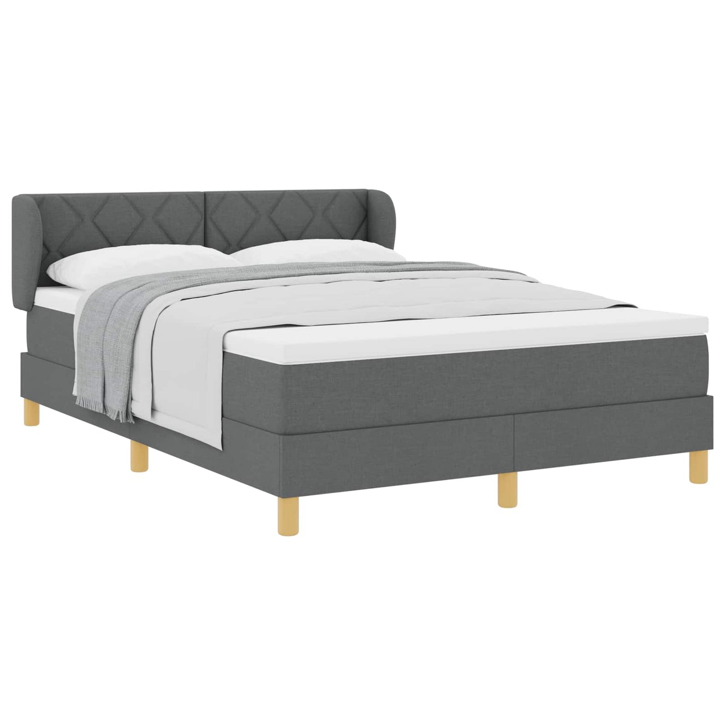 Boxspringbett mit Kopfteil Dunkelgrau 140 x 200 cm Stoff