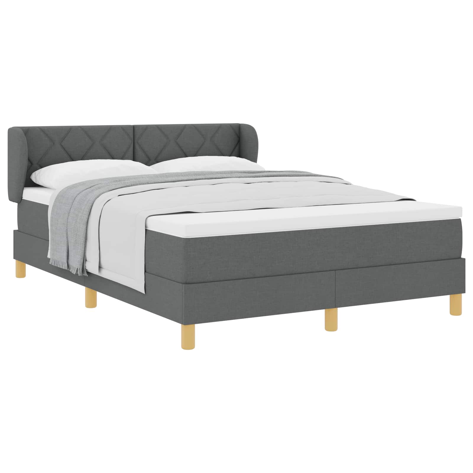 Boxspringbett mit Kopfteil Dunkelgrau 140 x 200 cm Stoff