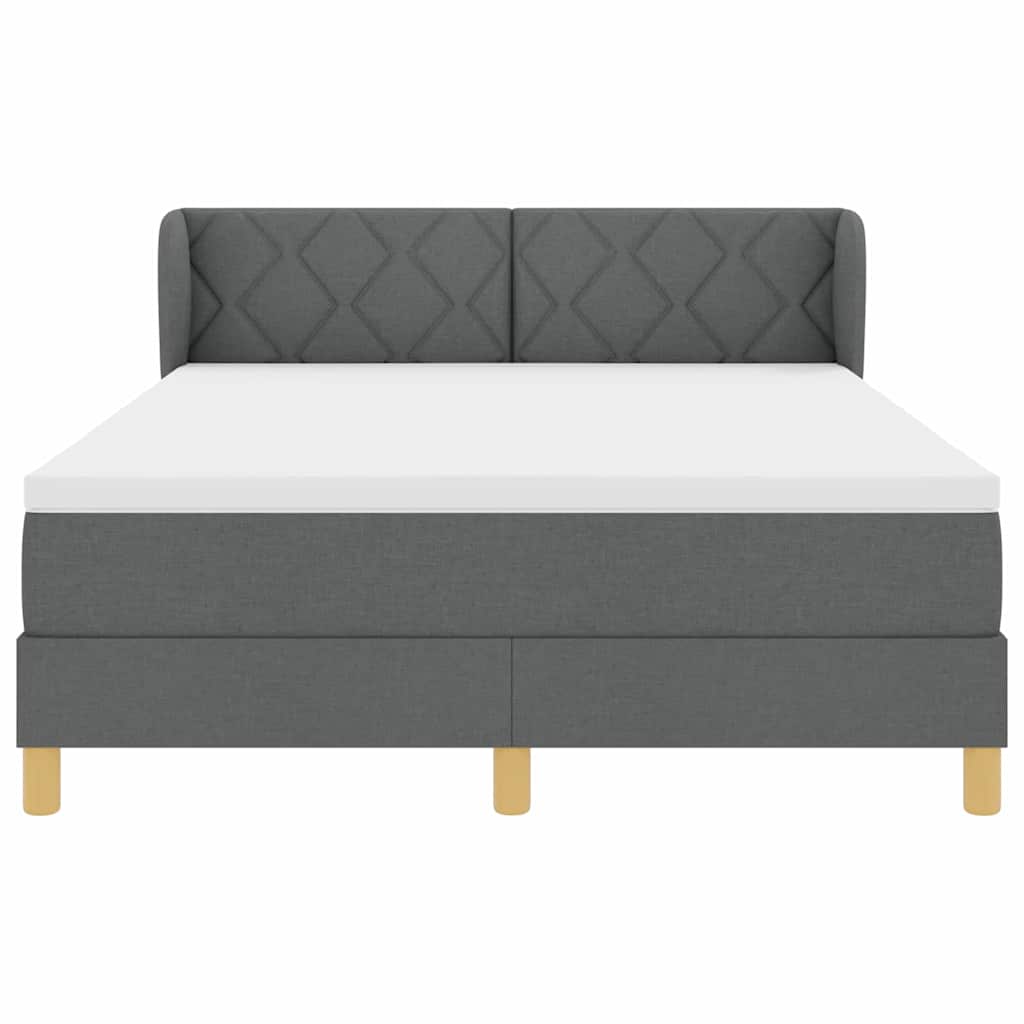 Boxspringbett mit Kopfteil Dunkelgrau 140 x 200 cm Stoff