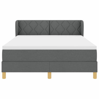 Boxspringbett mit Kopfteil Dunkelgrau 140 x 200 cm Stoff