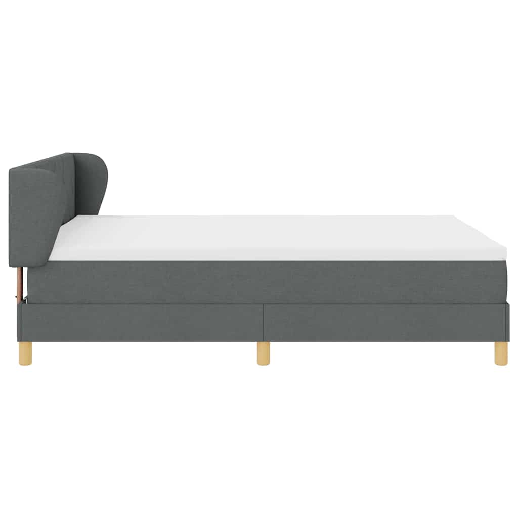 Boxspringbett mit Kopfteil Dunkelgrau 140 x 200 cm Stoff