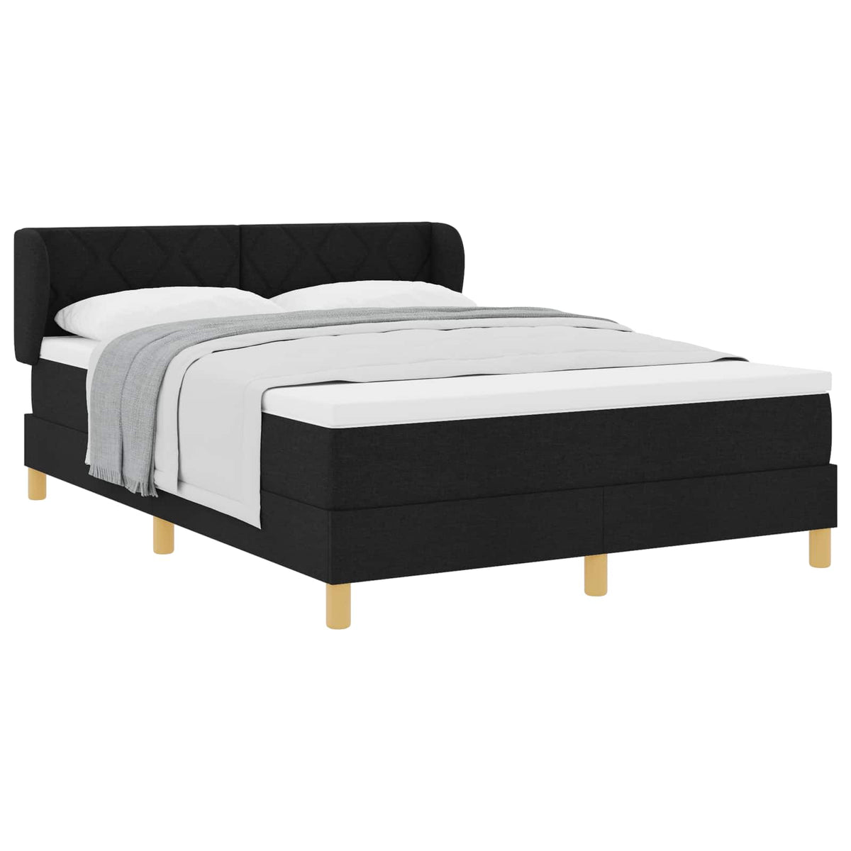 Boxspringbett mit Kopfteil Schwarz 140 x 200 cm Stoff