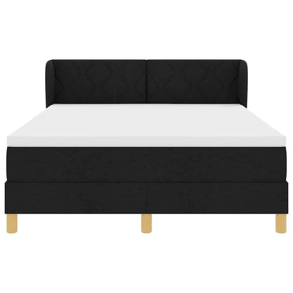 Boxspringbett mit Kopfteil Schwarz 140 x 200 cm Stoff