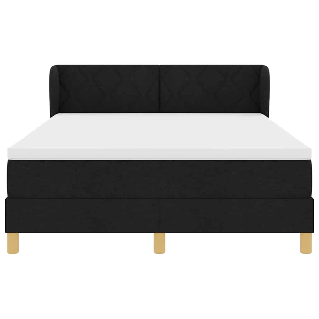 Boxspringbett mit Kopfteil Schwarz 160 x 200 cm Stoff