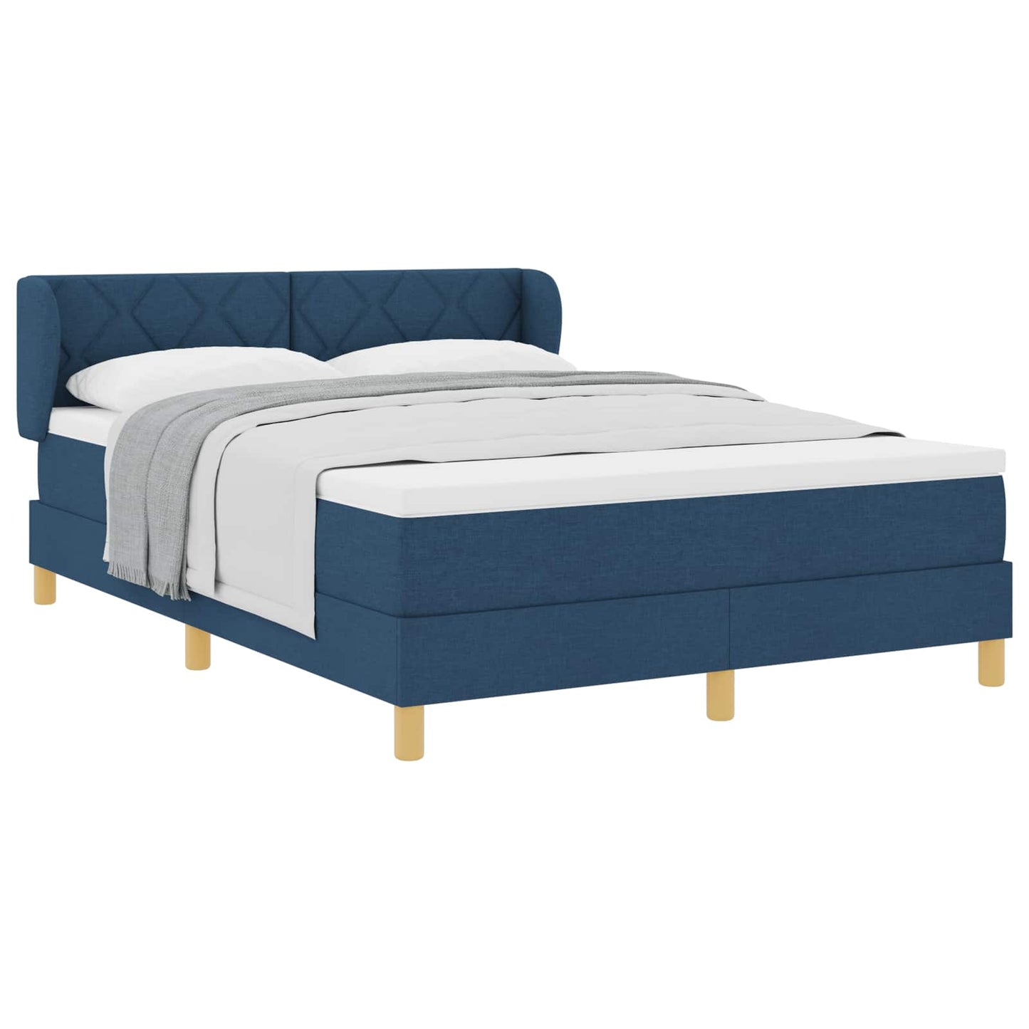 Boxspringbett mit Kopfteil Blau 160 x 200 cm Stoff
