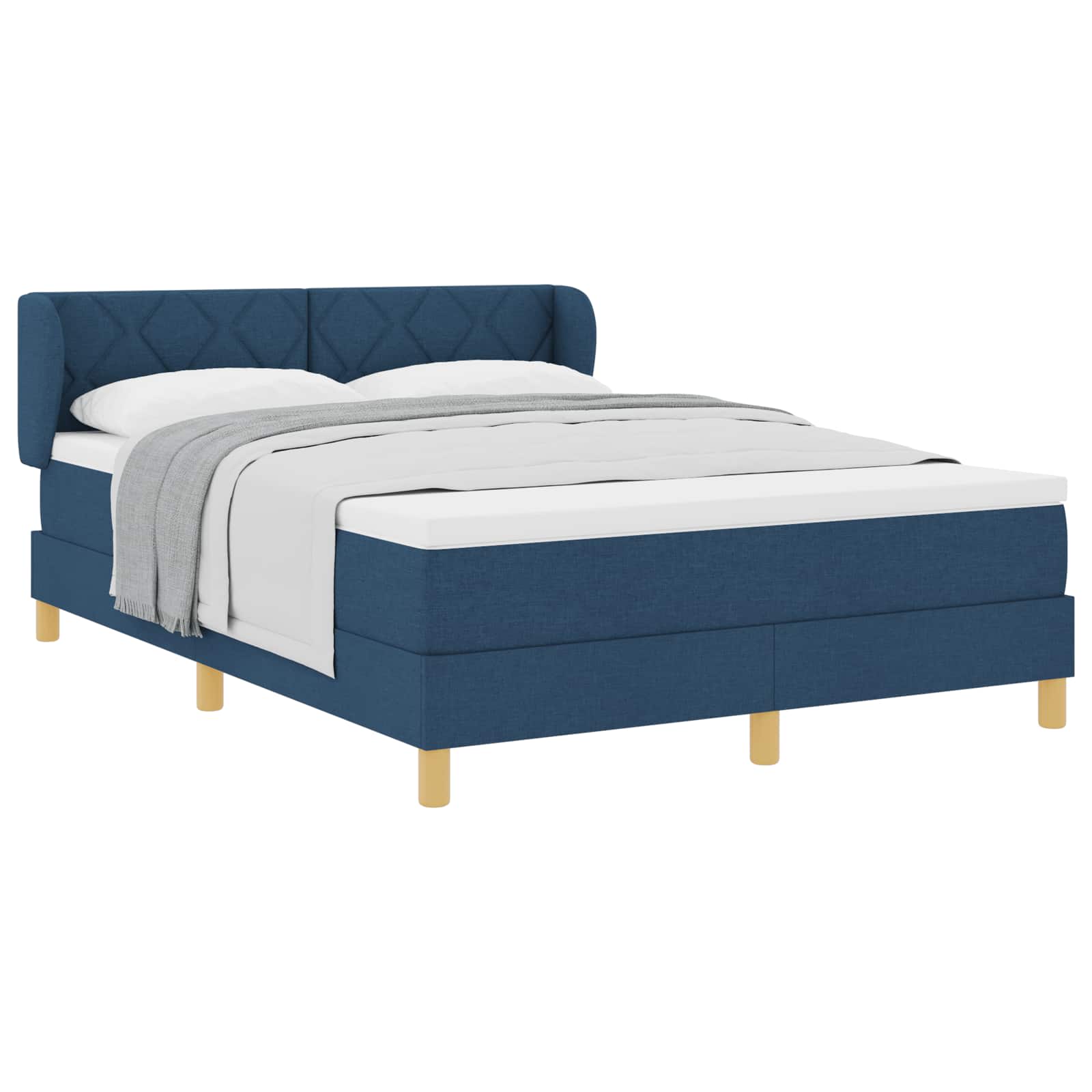 Boxspringbett mit Kopfteil Blau 160 x 200 cm Stoff