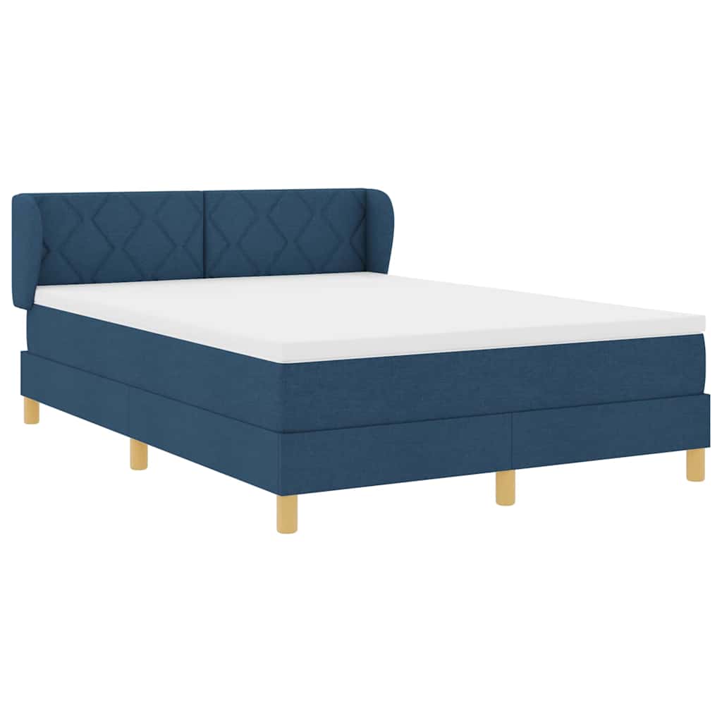 Boxspringbett mit Kopfteil Blau 160 x 200 cm Stoff