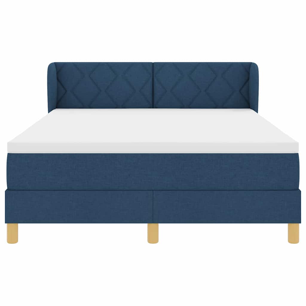 Boxspringbett mit Kopfteil Blau 160 x 200 cm Stoff