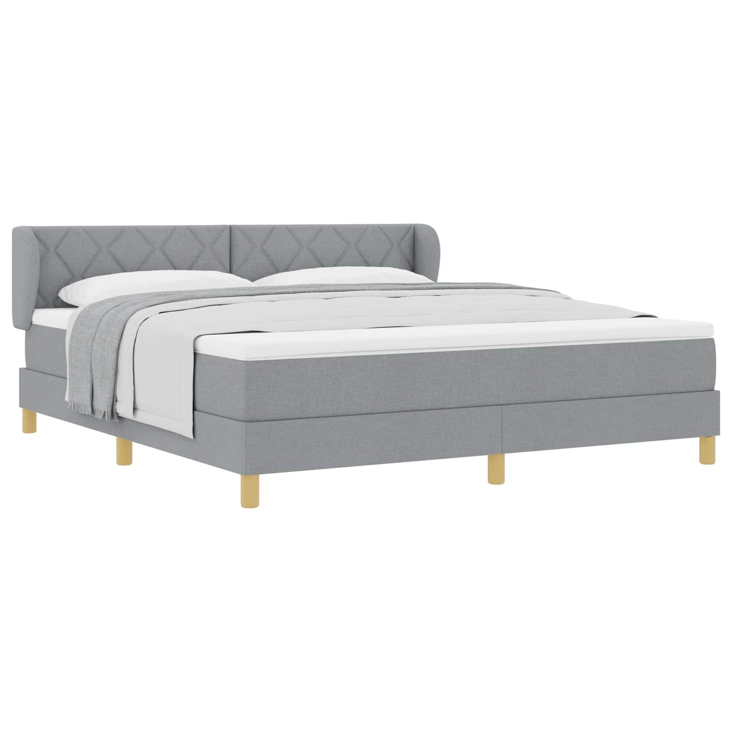 Boxspringbett mit Kopfteil Hellgrau 180 x 200 cm Stoff