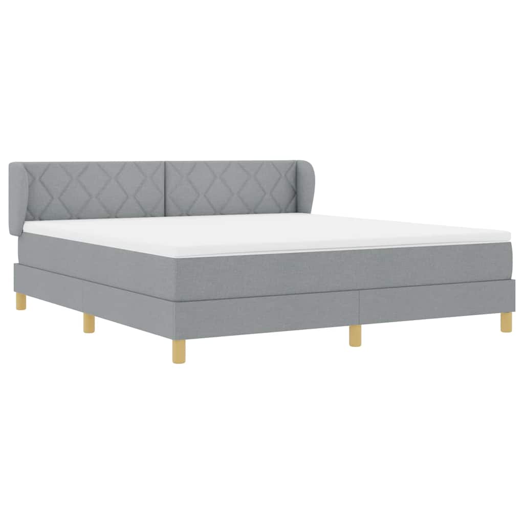 Boxspringbett mit Kopfteil Hellgrau 180 x 200 cm Stoff
