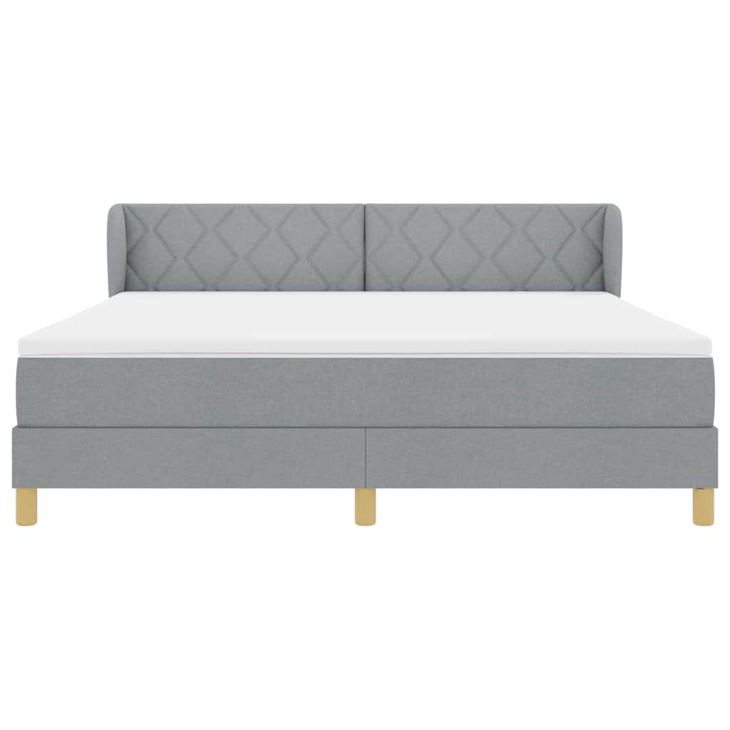 Boxspringbett mit Kopfteil Hellgrau 180 x 200 cm Stoff
