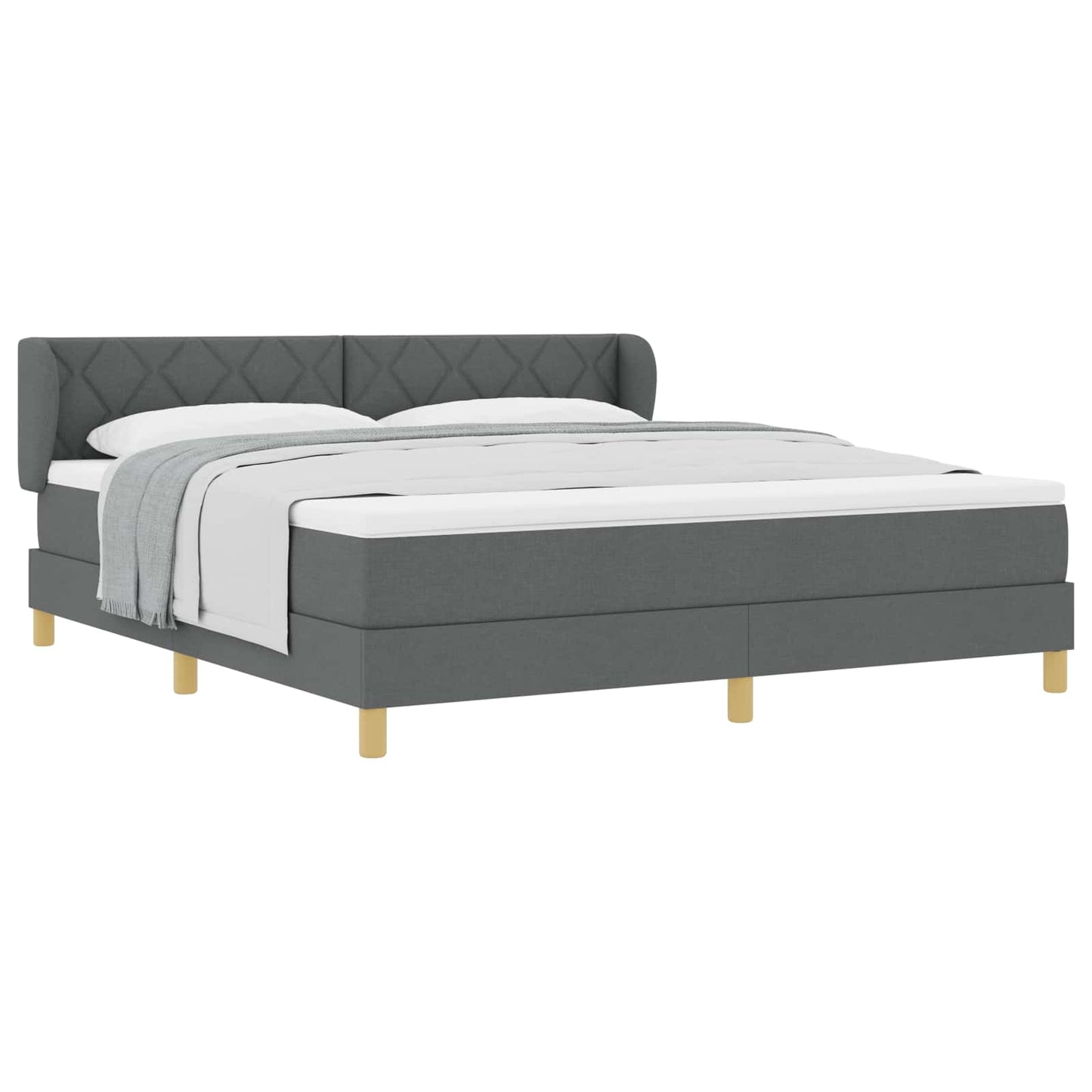 Boxspringbett mit Kopfteil Dunkelgrau 180 x 200 cm Stoff