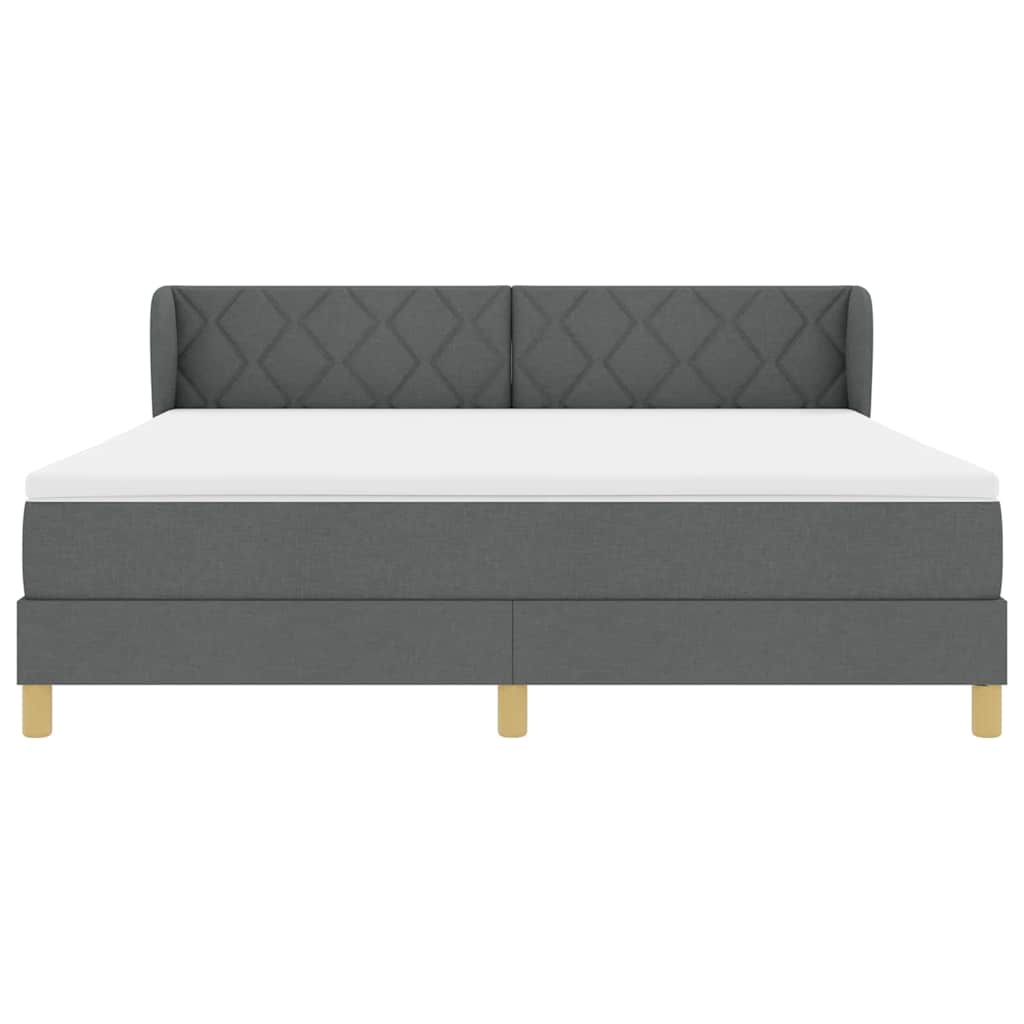 Boxspringbett mit Kopfteil Dunkelgrau 180 x 200 cm Stoff