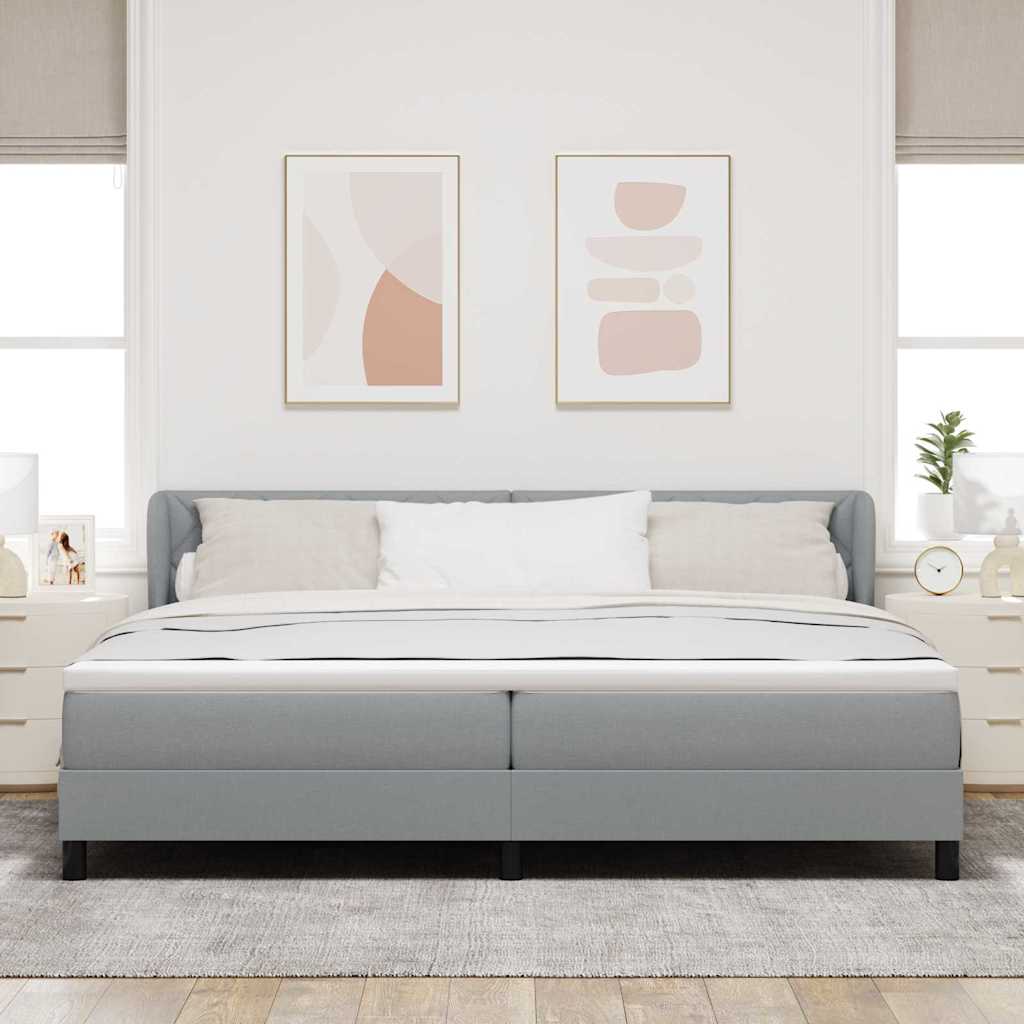 Boxspringbett mit Kopfteil Hellgrau 200 x 200 cm Stoff