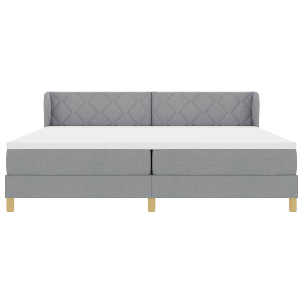 Boxspringbett mit Kopfteil Hellgrau 200 x 200 cm Stoff