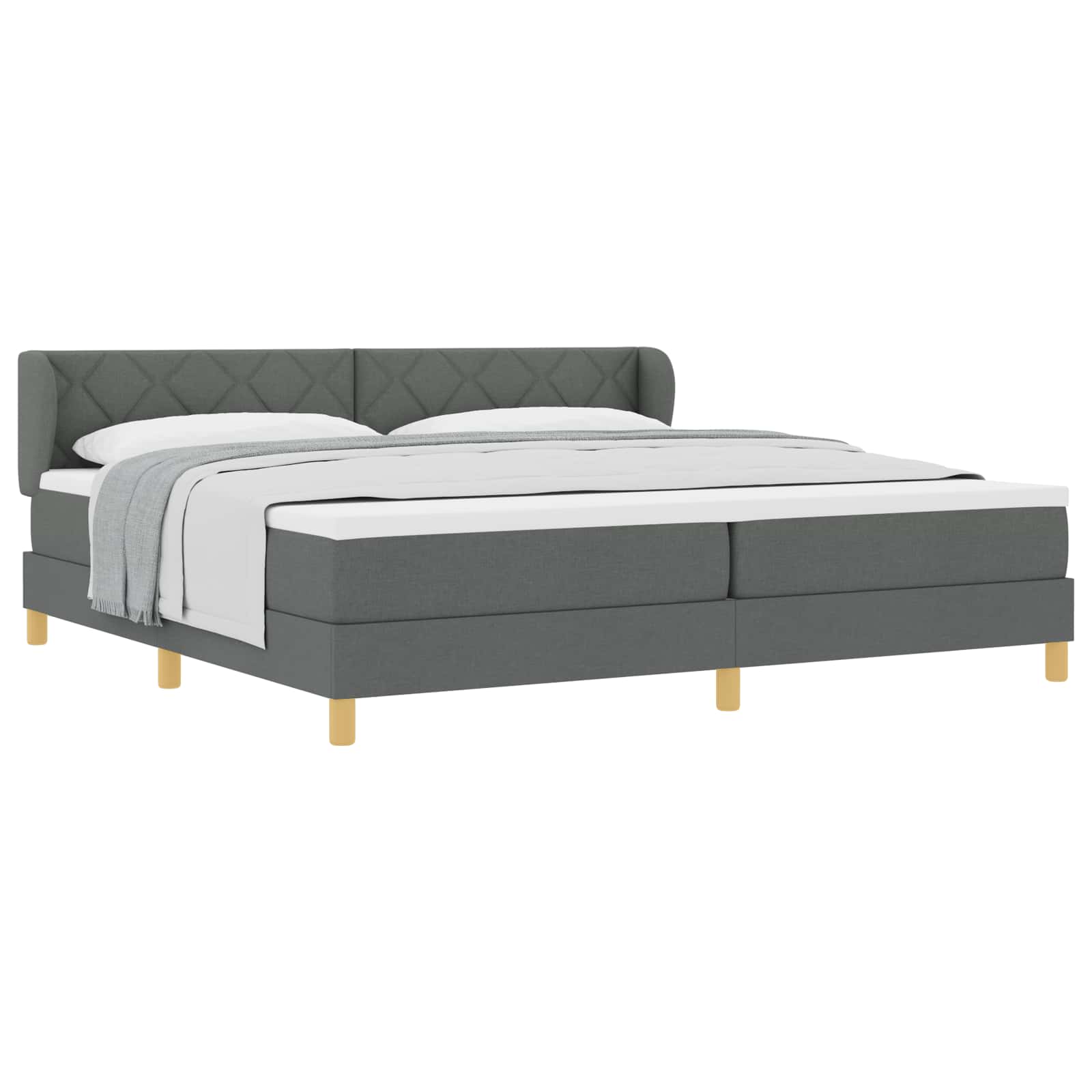 Boxspringbett mit Kopfteil Dunkelgrau 200 x 200 cm Stoff