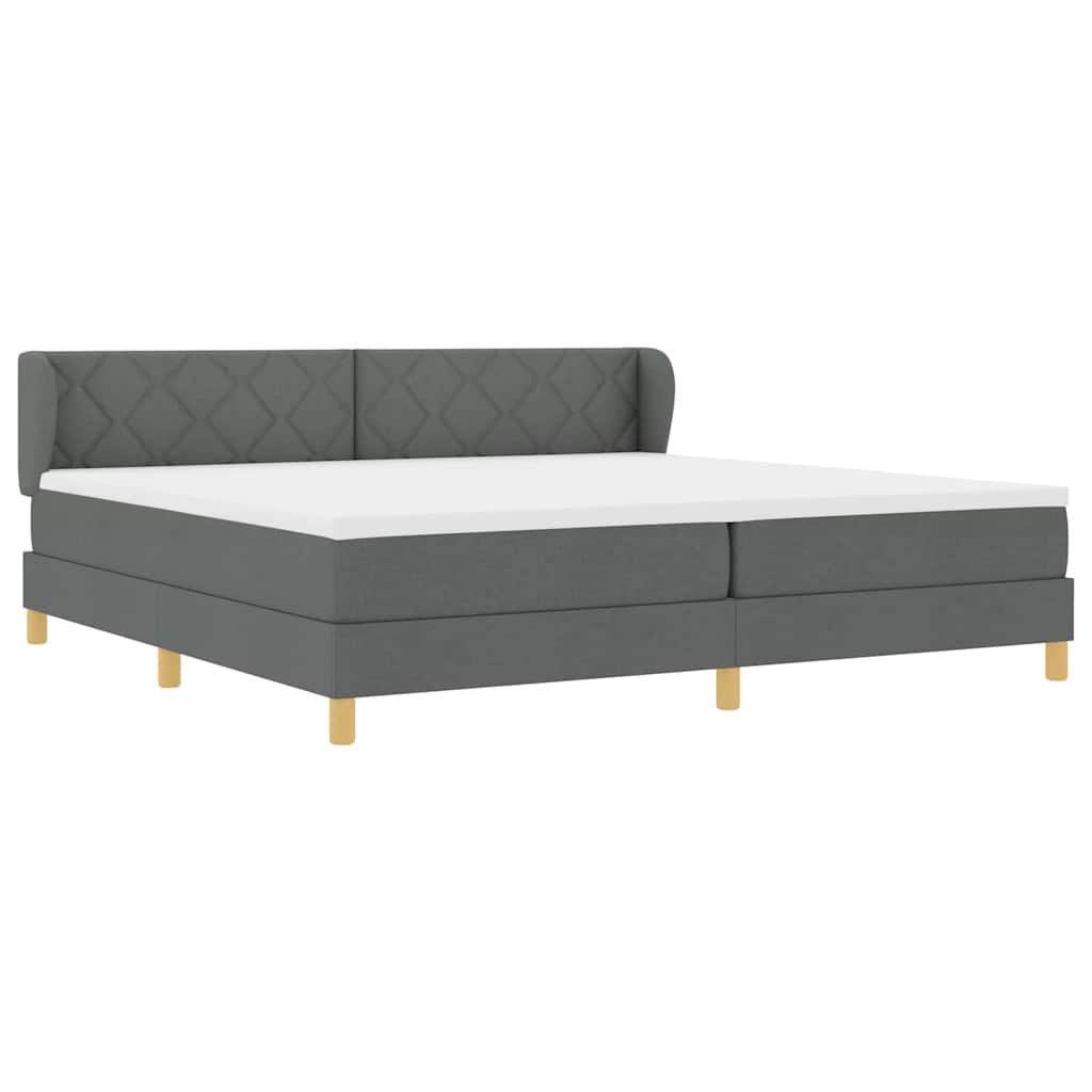 Boxspringbett mit Kopfteil Dunkelgrau 200 x 200 cm Stoff