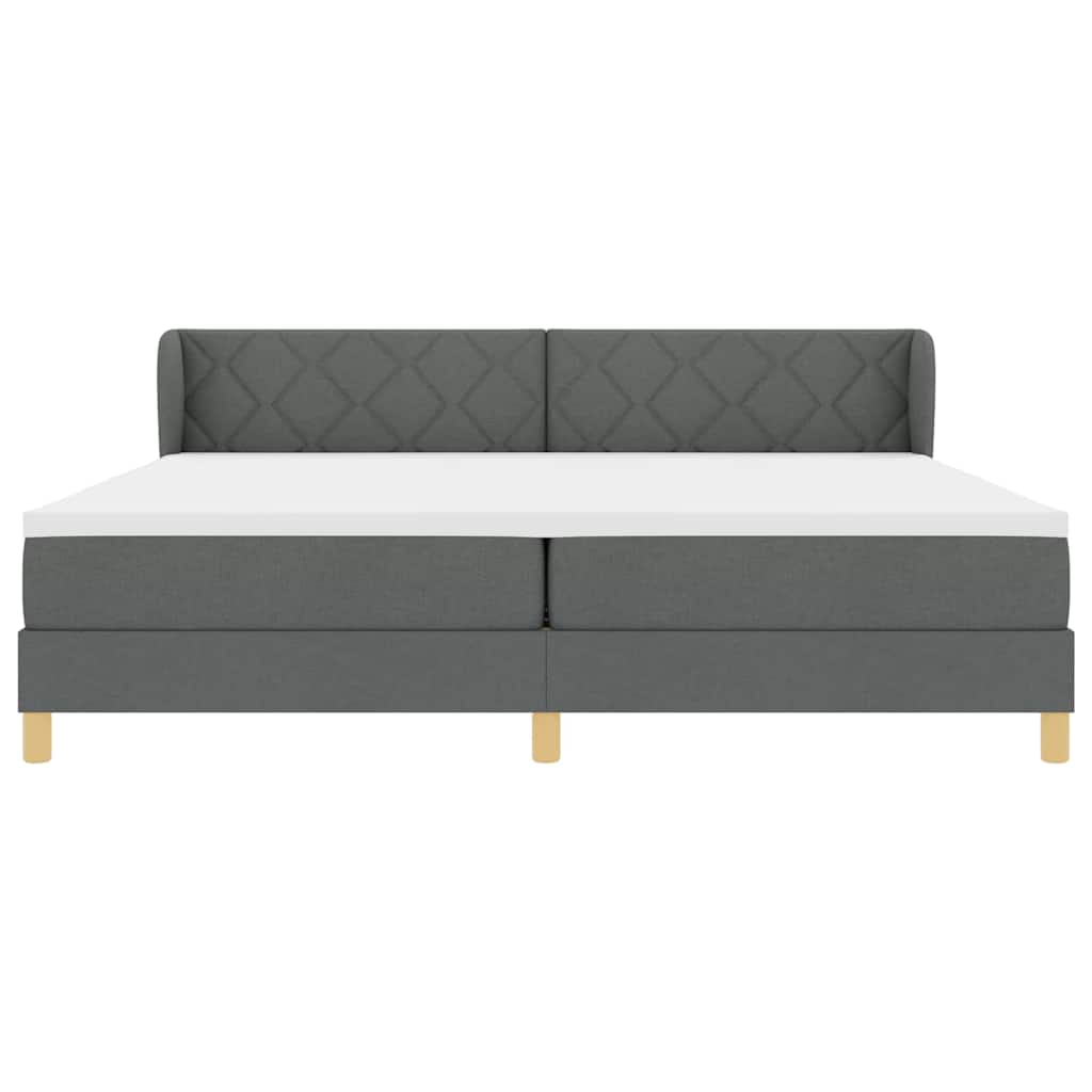 Boxspringbett mit Kopfteil Dunkelgrau 200 x 200 cm Stoff