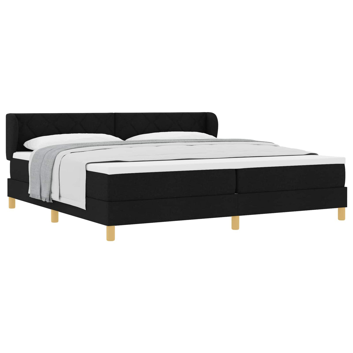Boxspringbett mit Kopfteil Schwarz 200 x 200 cm Stoff
