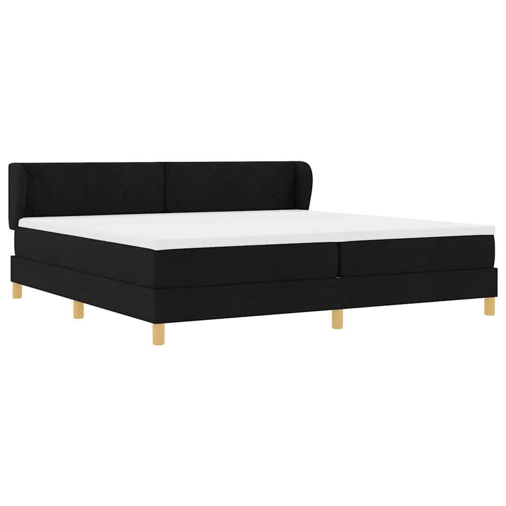 Boxspringbett mit Kopfteil Schwarz 200 x 200 cm Stoff