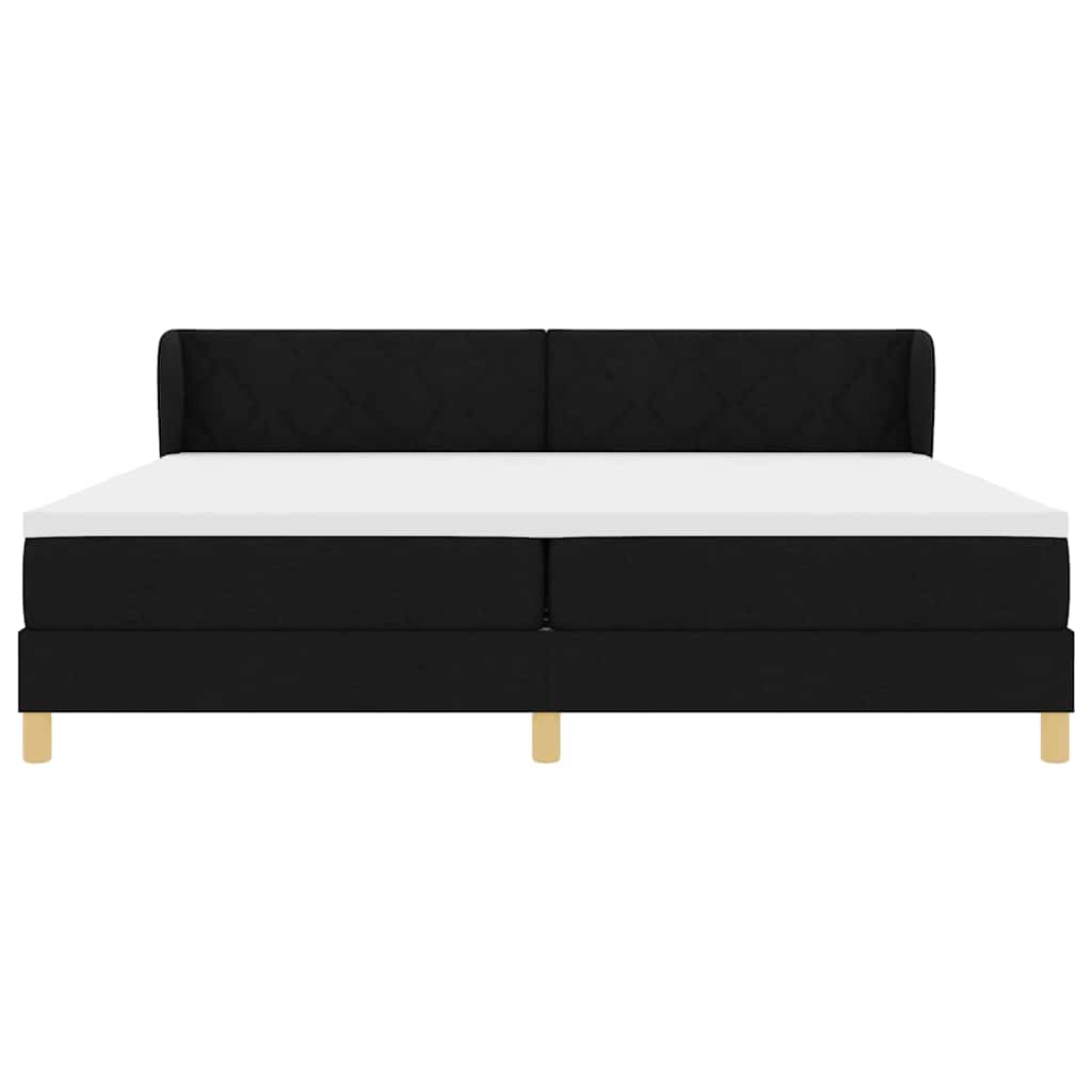 Boxspringbett mit Kopfteil Schwarz 200 x 200 cm Stoff