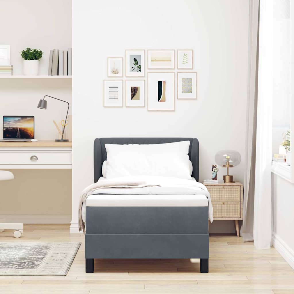 Boxspringbett mit Kopfteil Dunkelgrau 80 x 200 cm Samt