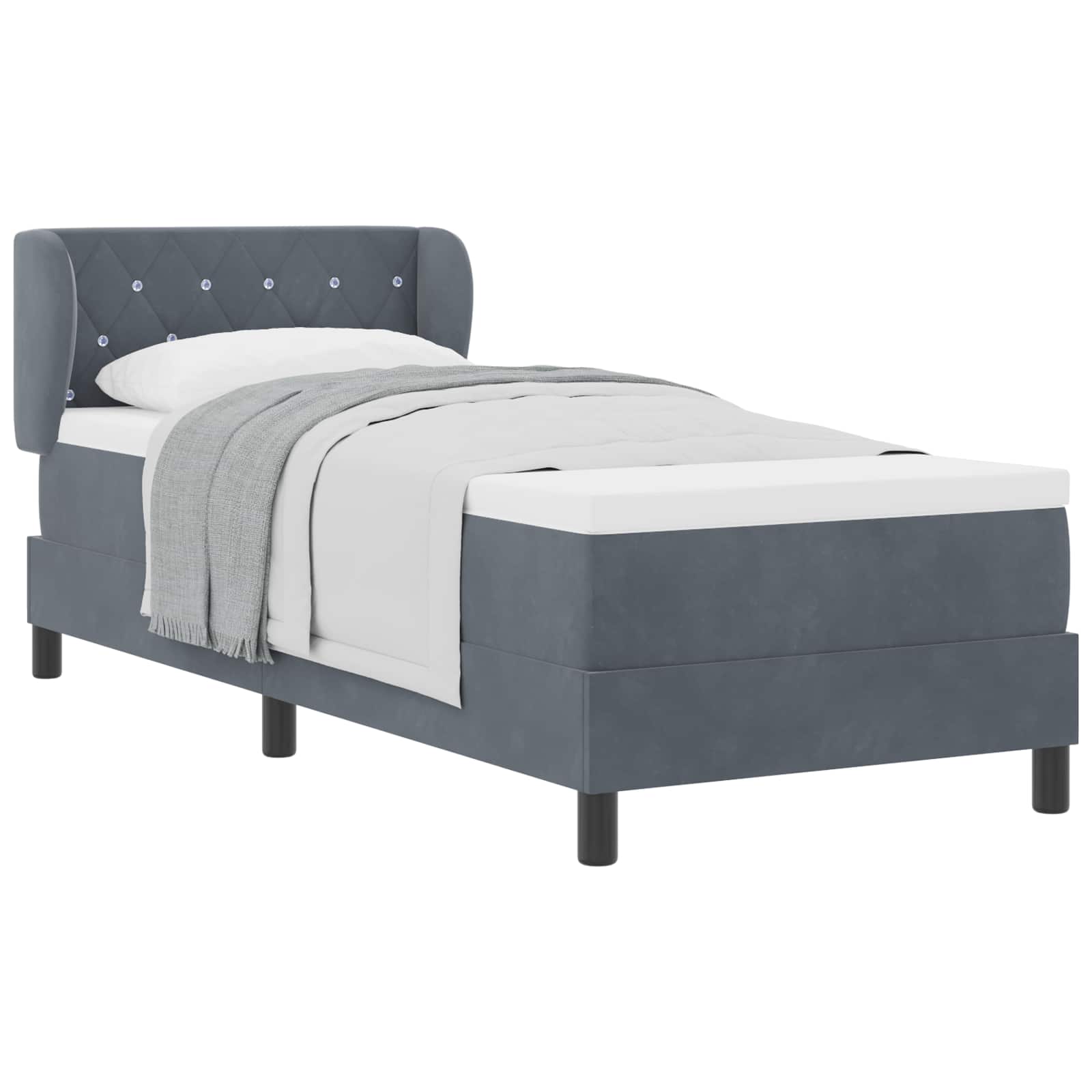 Boxspringbett mit Kopfteil Dunkelgrau 80 x 200 cm Samt
