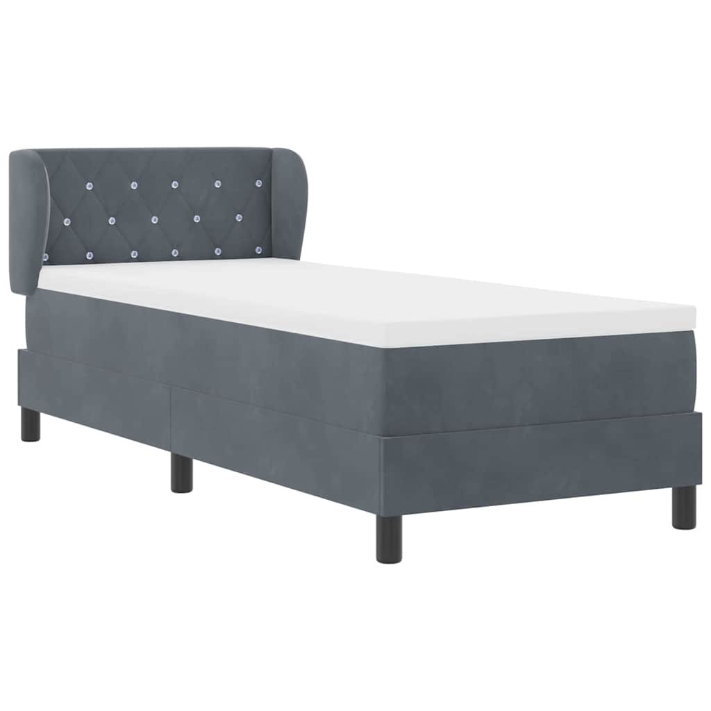 Boxspringbett mit Kopfteil Dunkelgrau 80 x 200 cm Samt