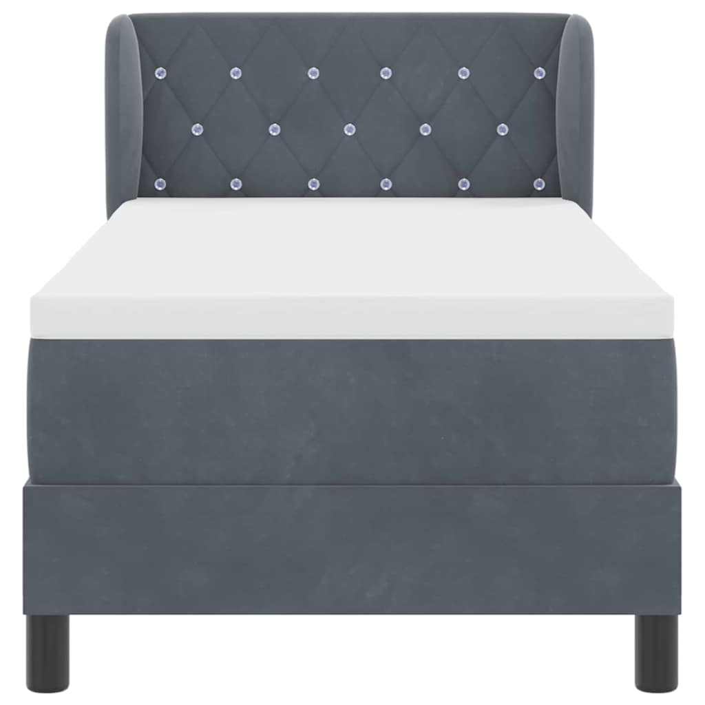 Boxspringbett mit Kopfteil Dunkelgrau 80 x 200 cm Samt