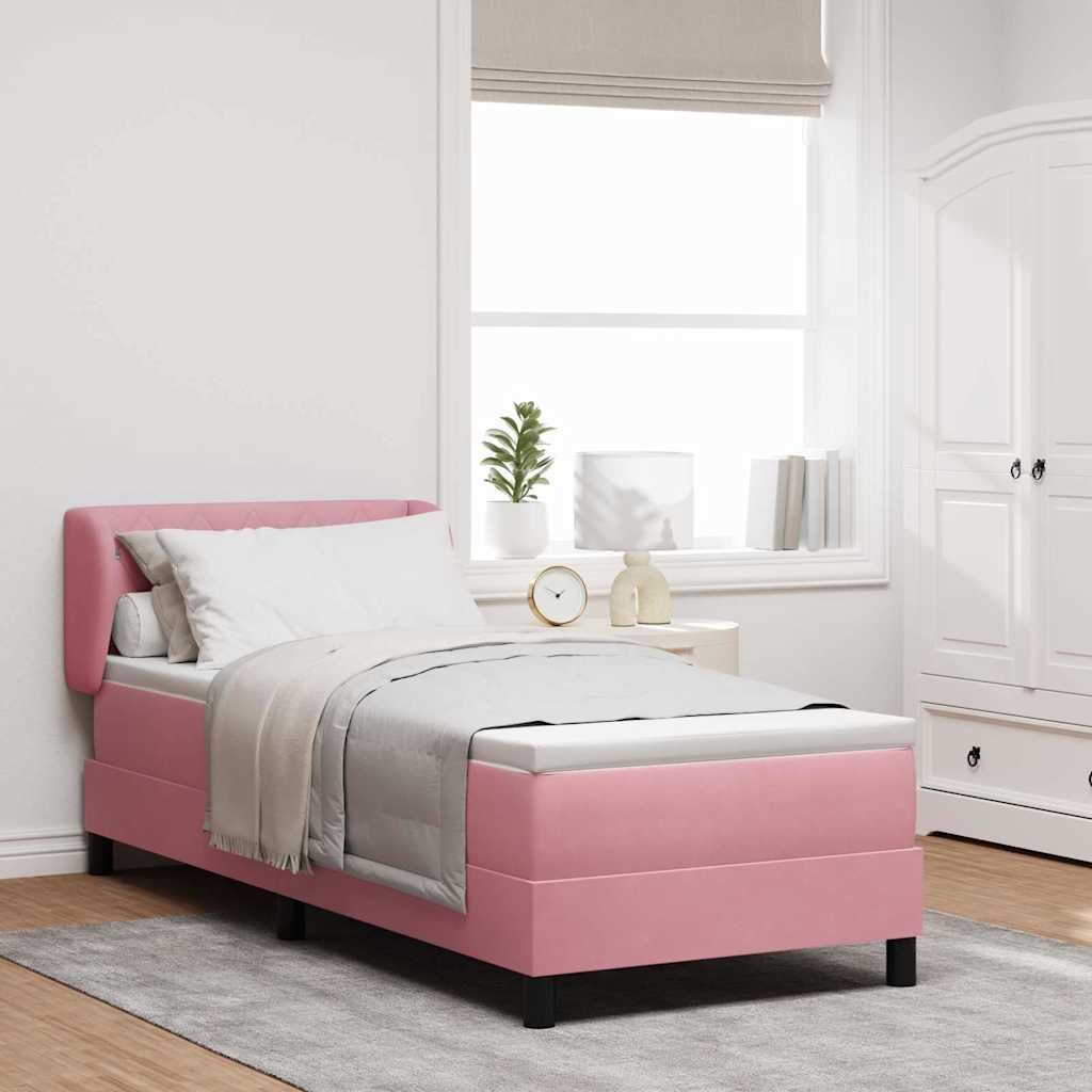 Boxspringbett mit Kopfteil Rosa 80 x 200 cm Samt