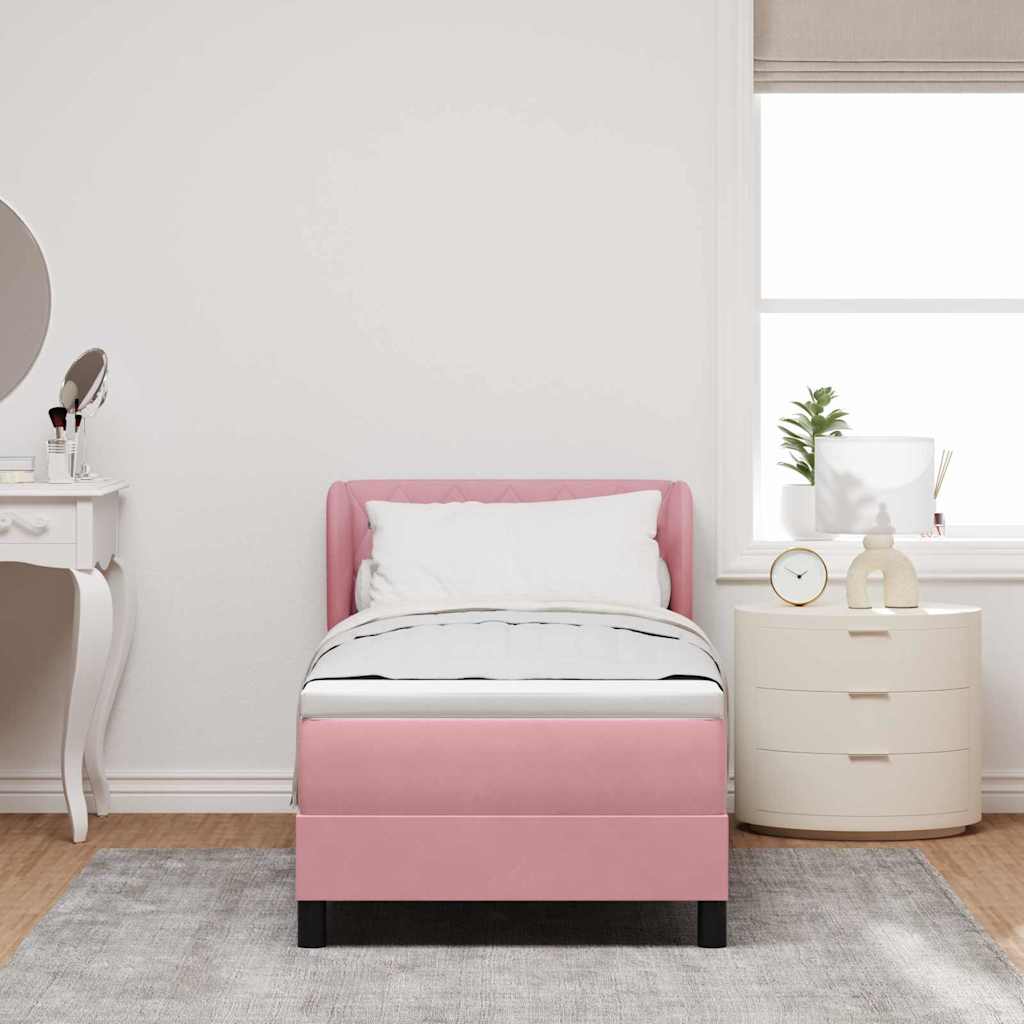 Boxspringbett mit Kopfteil Rosa 80 x 200 cm Samt